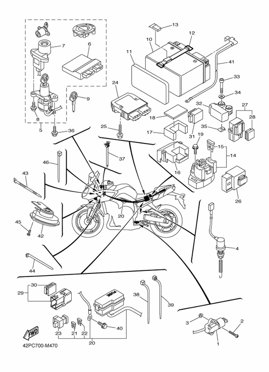 Yamaha 42P-82590-20 Wire Harness Assy — shown on the Electrical 2 parts diagram