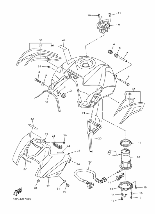 Yamaha 39P-24110-00-P7 Fuel Tank Comp. — shown on the Fuel Tank parts diagram