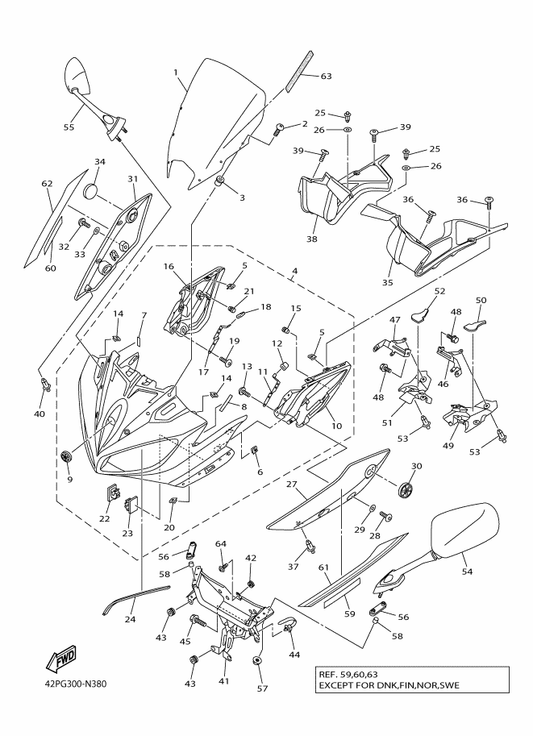 Yamaha 42P-2844J-00-P3 Cover 4 — shown on the Cowling parts diagram