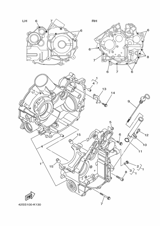 Yamaha 5B4-15112-00 Pipe, Oil — shown on the Crankcase parts diagram