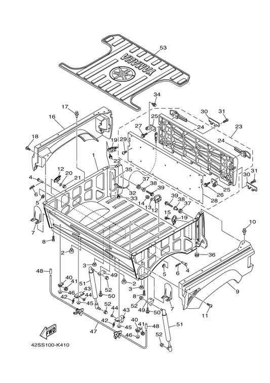 Yamaha 90201-12049 Washer, Plate — shown on the Carrier parts diagram
