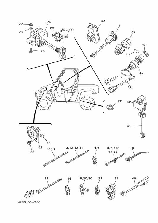 Yamaha 90201-05042 Washer, Plate — shown on the Electrical 2 parts diagram