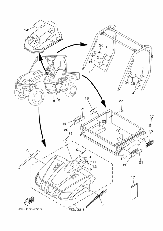 Yamaha 5B4-F163G-40 Emblem 1 — shown on the Emblem & Label 2 parts diagram
