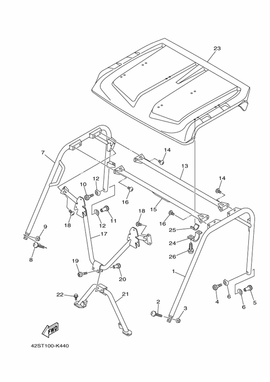 Yamaha 1RB-K831A-00 Support, Roof 3 — shown on the Guard 2 parts diagram