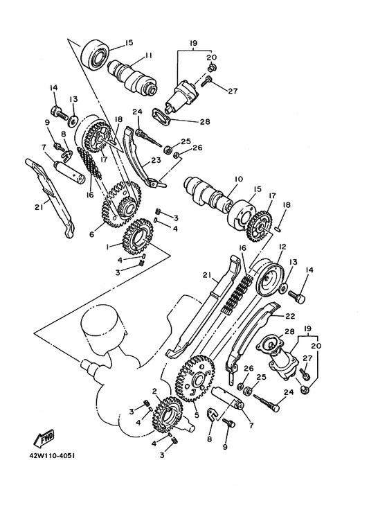 Yamaha 4DW-12213-00 Gasket, Tensioner Case — shown on the Camshaft & Chain parts diagram