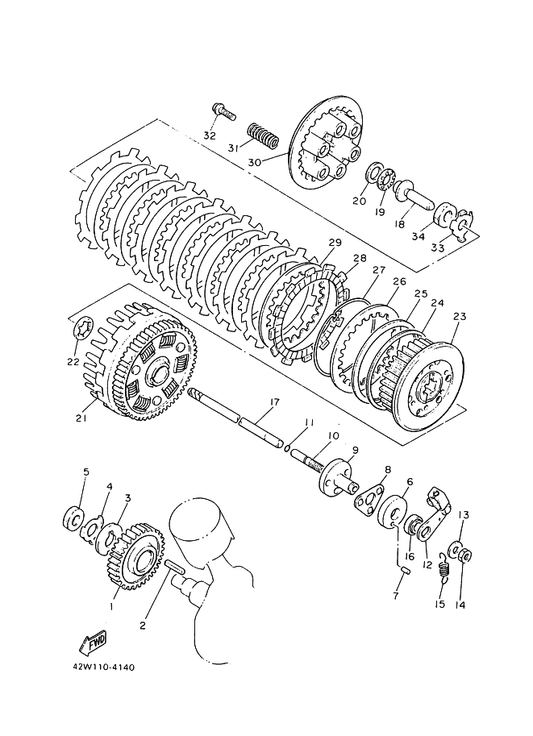 Yamaha 90159-06092 Screw, With Washer — shown on the Clutch parts diagram