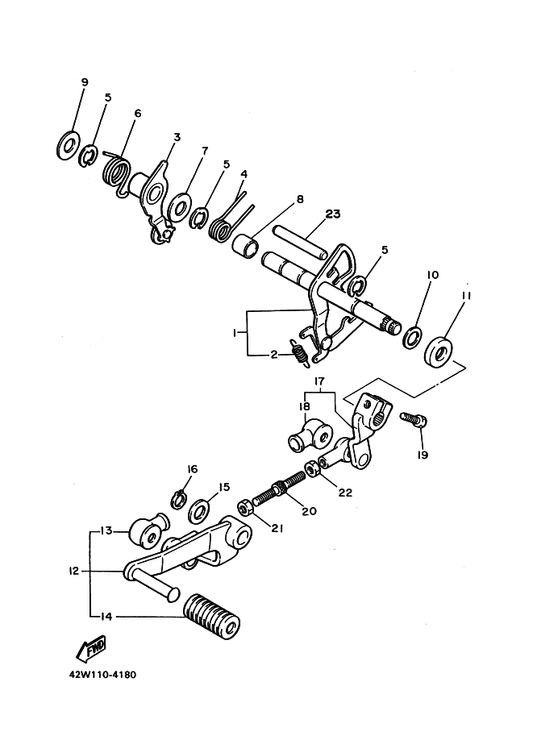 Yamaha 90508-29531 Spring, Torsion — shown on the Shift Shaft parts diagram