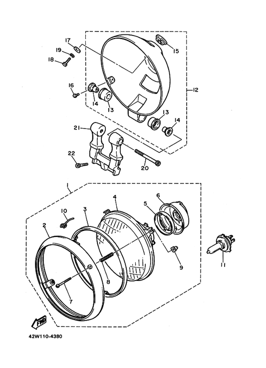 Yamaha 91317-08055 Bolt — shown on the ヘツドライト parts diagram