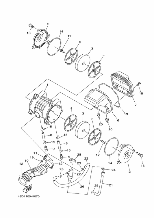 Yamaha 43D-E4418-00 Cover 2 — shown on the Intake parts diagram