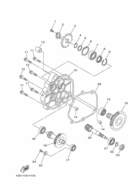 Yamaha 95822-08040 Bolt, Flange — shown on the Transmission parts diagram