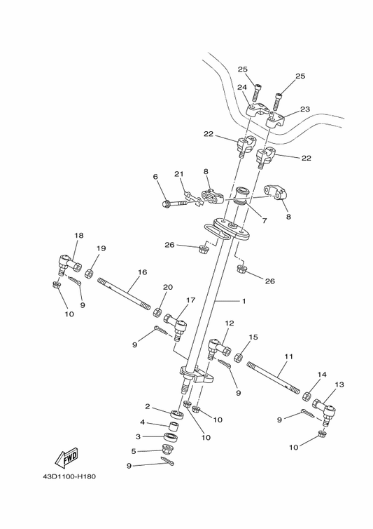 Yamaha 43D-F3831-00 Rod, Tie — shown on the Steering parts diagram