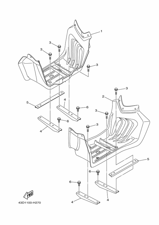 Yamaha 43D-F7471-00 Bar, Footrest 1 — shown on the Stand & Footrest parts diagram
