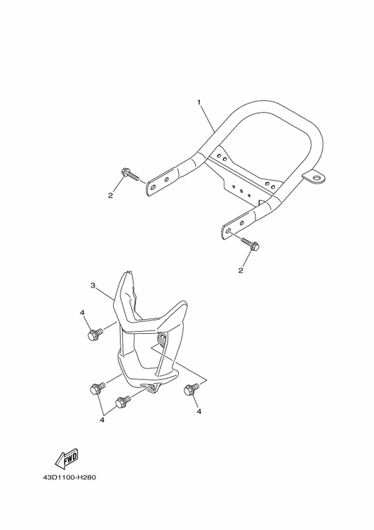 Yamaha 43D-F3436-00 Bolt — shown on the Guard parts diagram