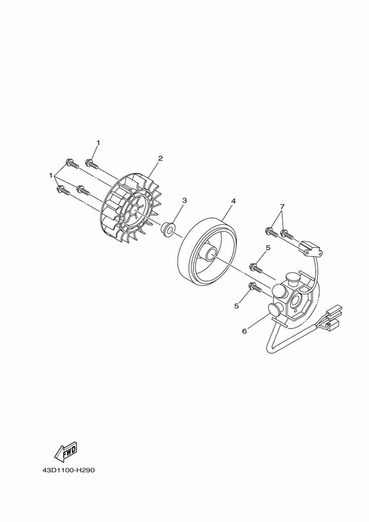 Yamaha 43D-F1532-00 Bolt 2 — shown on the Generator parts diagram
