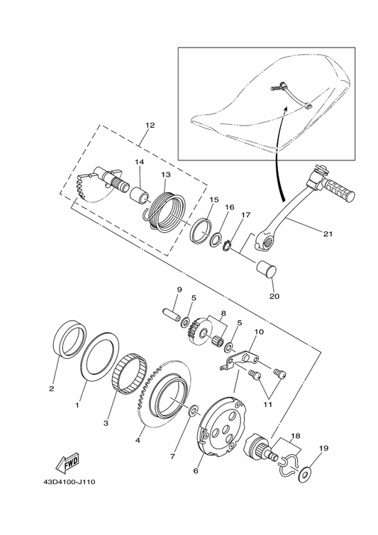 Yamaha 43D-E3995-00 Washer — shown on the Starter parts diagram