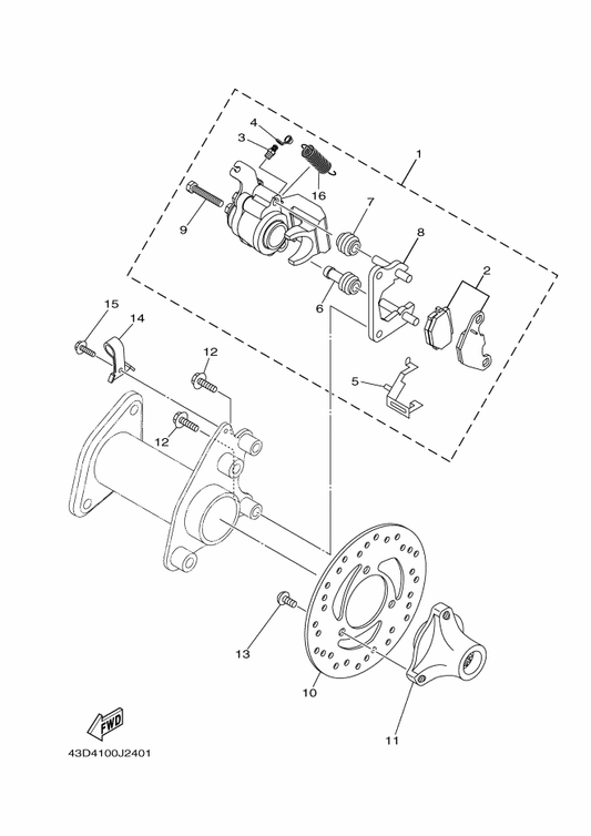 Yamaha 43D-F5917-00 . Boot, Caliper — shown on the Rear Brake Caliper parts diagram