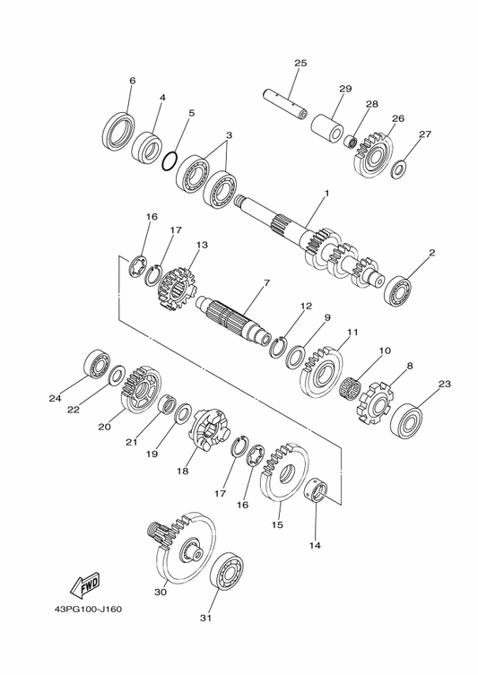 Yamaha 90387-15018 Collar — shown on the Transmission parts diagram