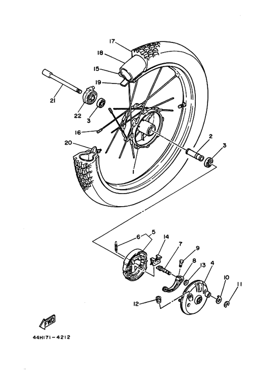 Yamaha 39W-W253E-10 ブレーキシユーコンプリート — shown on the フロントホイール parts diagram
