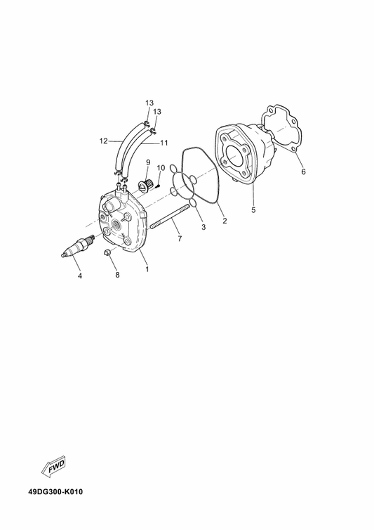 Yamaha 90179-07X00 Nut — shown on the Cylinder parts diagram