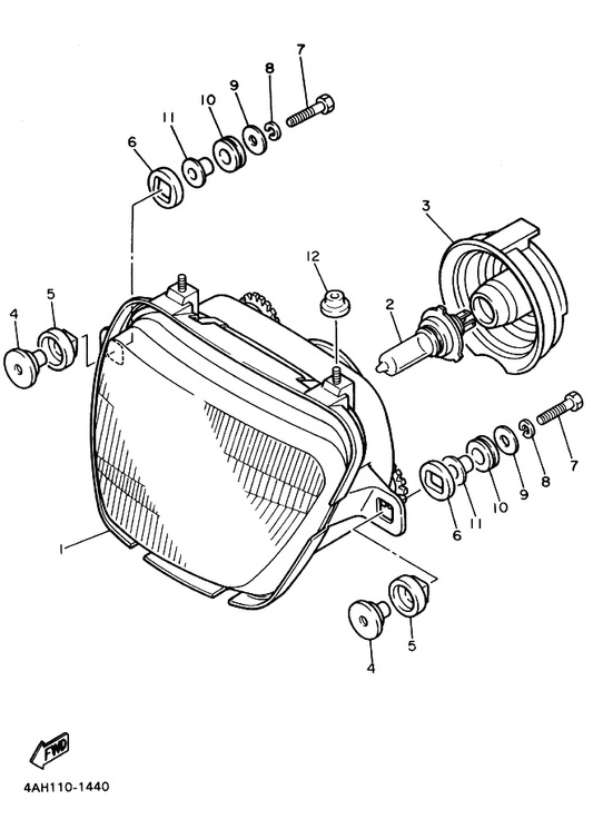 Yamaha 498-84145-60 . カラー,ボデーフイツテイング — shown on the ヘツドライト parts diagram