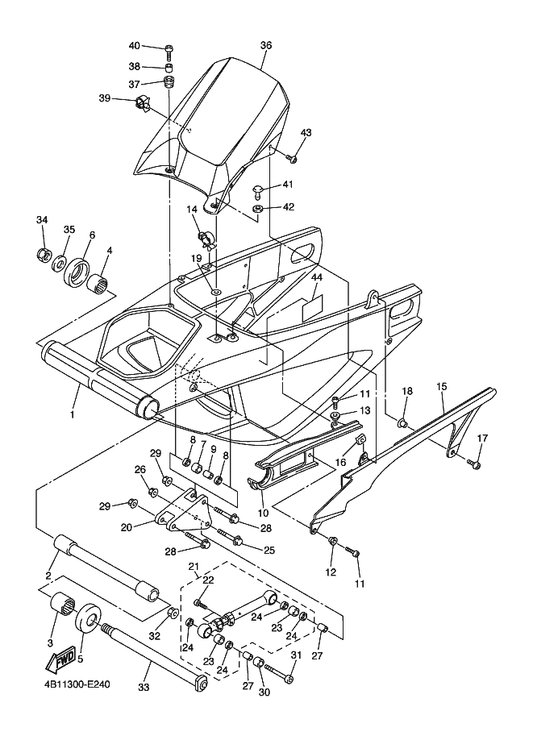 Yamaha 5VY-22151-10 Seal, Guard — shown on the Rear Arm parts diagram