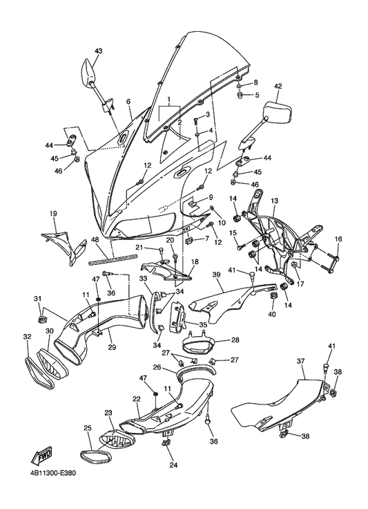 Yamaha 5VY-2837L-01 Panel, Console 1 — shown on the Cowling 1 parts diagram