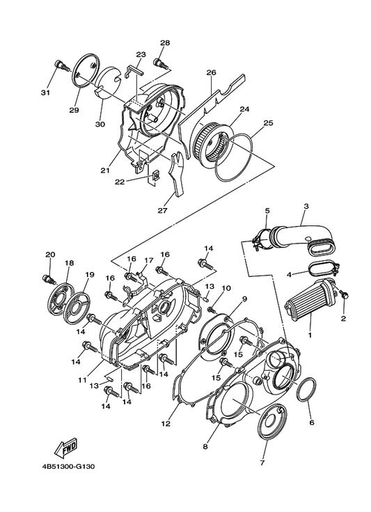 Yamaha 5GJ-15789-00 Damper — shown on the Crankcase Cover 2 parts diagram