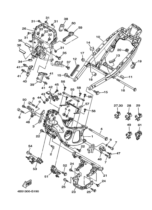 Yamaha 90464-12183 Clamp — shown on the Frame parts diagram