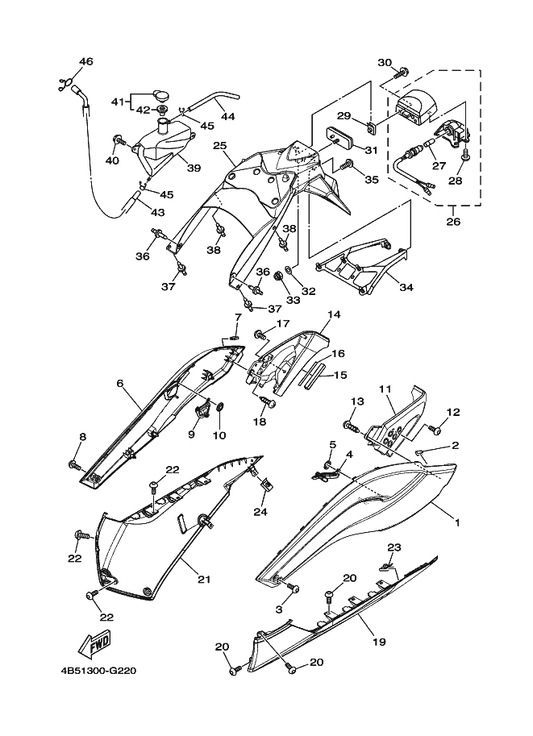 Yamaha 4B5-21731-00-P6 Cover, Side 3 — shown on the Side Cover 2 parts diagram