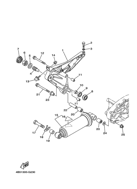Yamaha 5VU-22210-00 Shock Absorber Assy, Rear — shown on the Rear Arm & Suspension parts diagram
