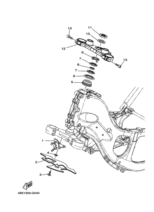Yamaha 4B5-Y2343-01 Crown, Handle — shown on the Steering parts diagram