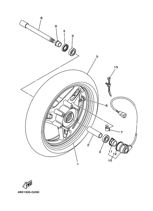 Yamaha 93306-00420 Bearing — shown on the Front Wheel parts diagram