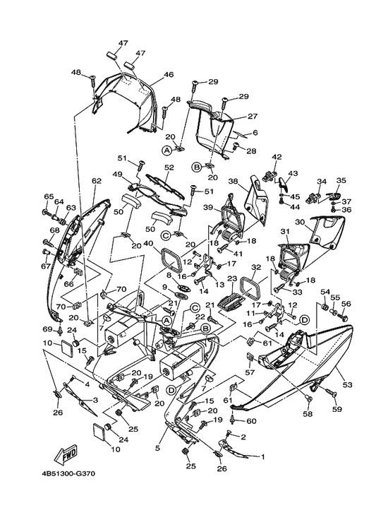 Yamaha 4B5-2839R-00 Panel, Accessory — shown on the Leg Shield parts diagram
