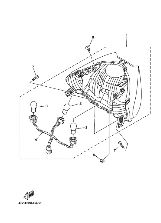 Yamaha 4B5-84312-00 . Cord Assy — shown on the Taillight parts diagram