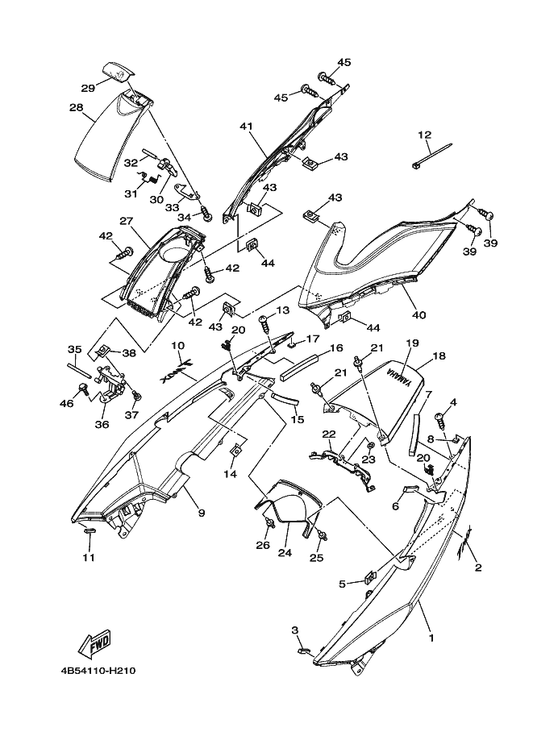 Yamaha 4B5-24129-01-33 Cover, Side 1 — shown on the Side Cover parts diagram