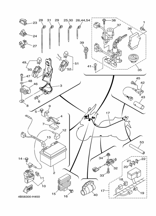 Yamaha 4B5-8255P-00 . Immobilizer. Unit Comp. — shown on the Electrical 1 parts diagram