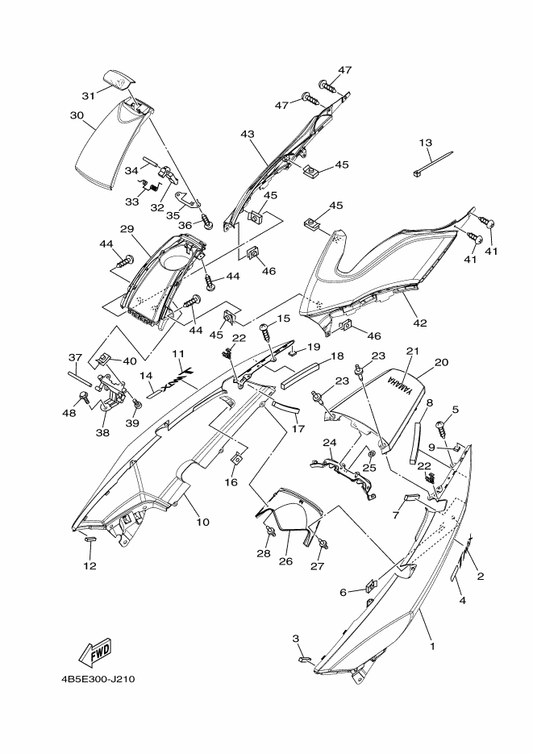Yamaha 4B5-2177B-00 Lid, Cover — shown on the Side Cover parts diagram