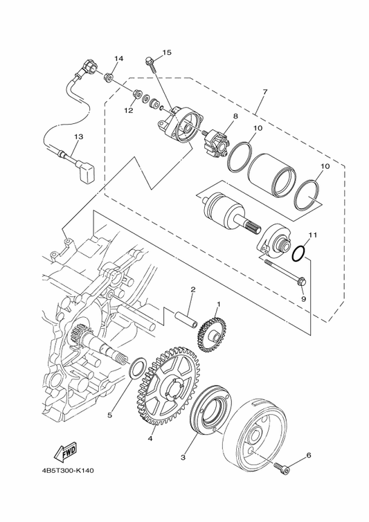 Yamaha 4B5-81815-00 Cord, Starter Motor — shown on the Starter parts diagram