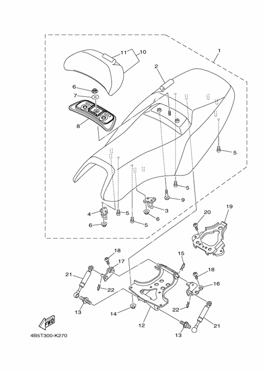 Yamaha 4B5-24791-30 . . Cover, Seat Back — shown on the Seat parts diagram