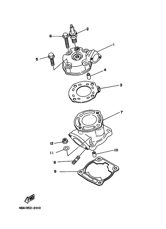 Yamaha 4BA-11351-00 ガスケツト,シリンダ — shown on the シリンダ parts diagram