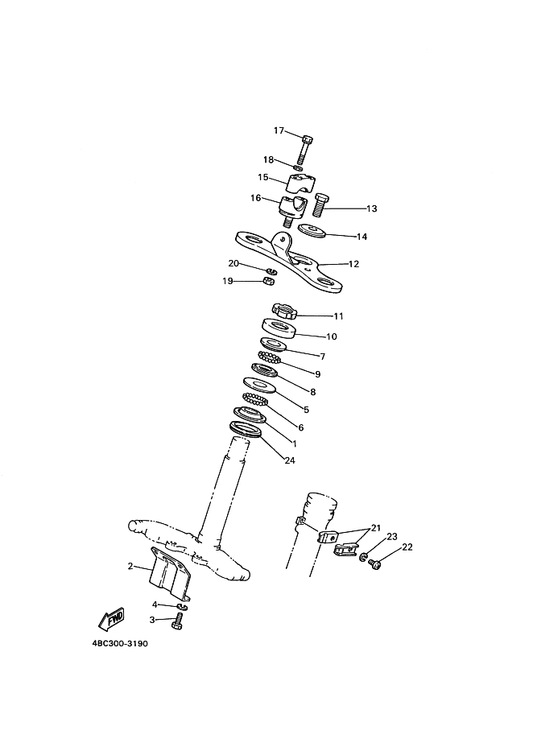 Yamaha 90179-25051 Nut — shown on the Steering parts diagram