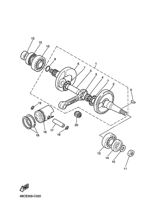 Yamaha 95337-12600 . . Nut — shown on the Crankshaft & Piston parts diagram