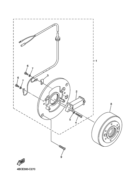 Yamaha 4BC-85550-00 Rotor Assy — shown on the Generator parts diagram