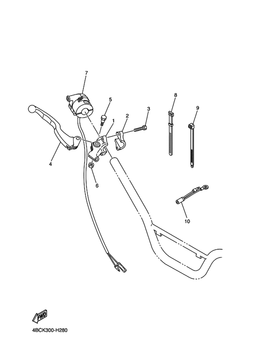 Yamaha 4V0-82519-00 Wire, Earth Lead — shown on the Handle Switch & Lever parts diagram