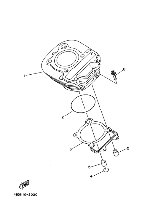 Yamaha 5VC-11351-10 Gasket, Cylinder — shown on the Cylinder parts diagram