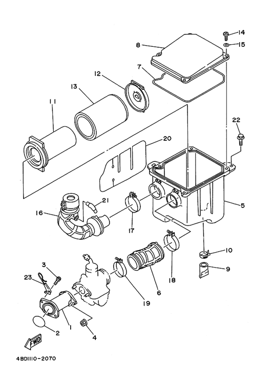 Yamaha 2NL-14419-00 Pipe — shown on the Intake parts diagram