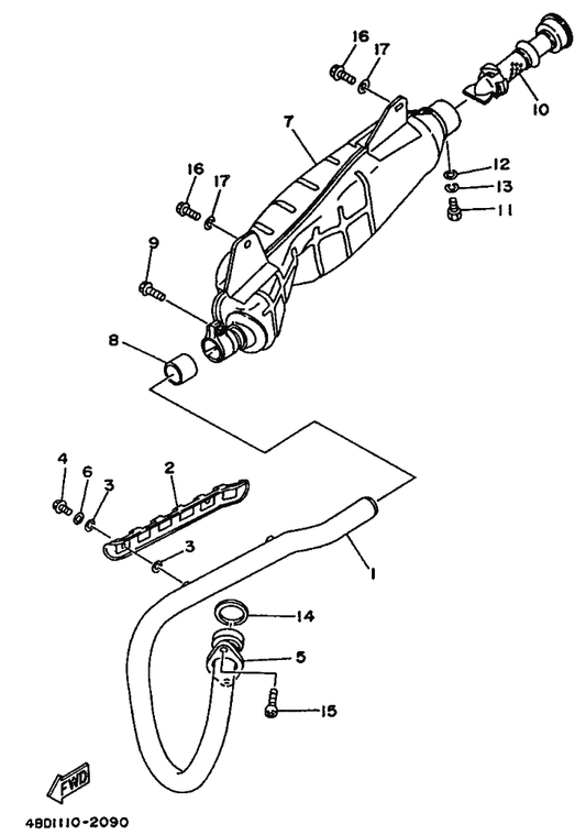 Yamaha 21V-14752-00 Pipe, Outlet — shown on the Exhaust parts diagram
