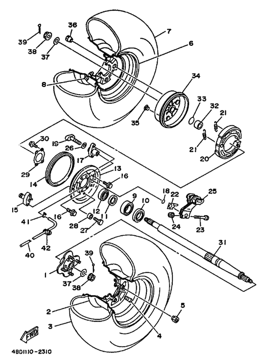 Yamaha 93102-46274 Oil Seal — shown on the Rear Wheel parts diagram