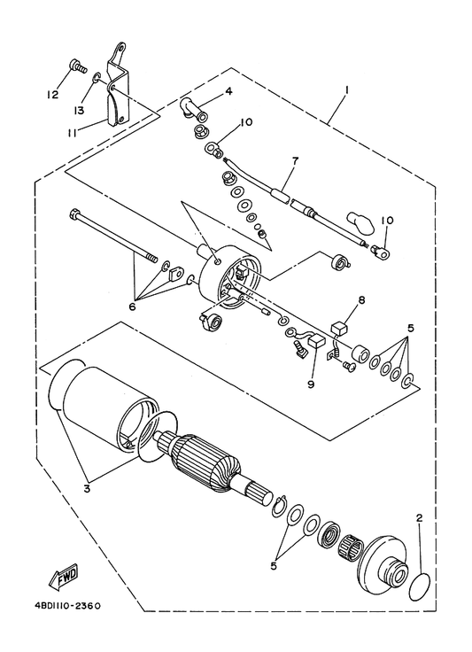 Yamaha 1EV-81823-00 Stay, Starting Motor — shown on the Starting Motor parts diagram