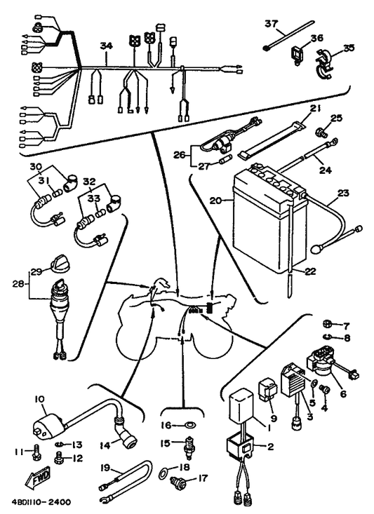 Yamaha 2A7-85546-00 Band — shown on the Electrical 1 parts diagram